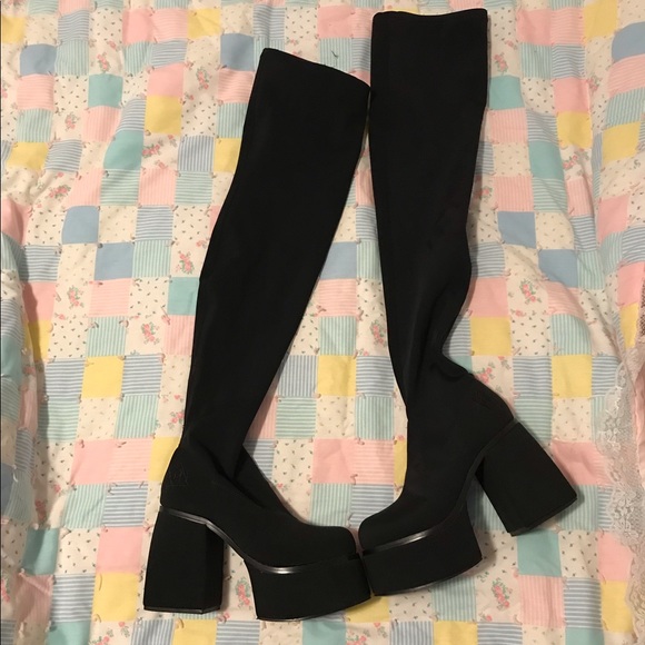 YRU Shoes - Insane YRU Neoprene Thigh High Platform Boots 🗡